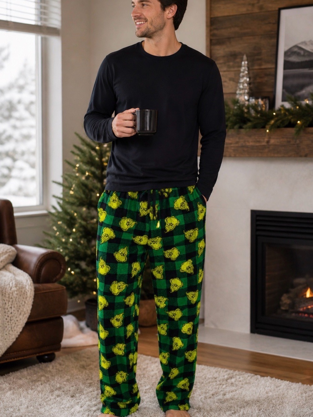 GRINCH FLEECE PAJAMA PANTS MENS XXL CHRISTMAS LOUNGE SLEEPWEAR CASUAL